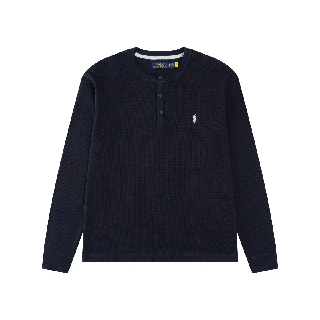 P196 #R79 Ralph Lauren/Ralph Lauren Waffle Henley Collar Open Button Sweater Exclusive Henry Collar Waffle Series Open Bust Sweater Exclusively customized with original grade waffle fabric, 100% cotton yarn imported machine-dyed weaving process, full texture, all collars, cuffs and hems are fixed and woven threads, full of high-quality quality, can be worn alone or matched, classic hot style Color Navy Blue Dark Gray Black White SIZE: S M L XL Shoulder width: 51.5/53/54.5/56 Bust: 108/112/116/120 Sleeve length: 60/61/62/63 Clothing length: 66.5/68/69.5/71